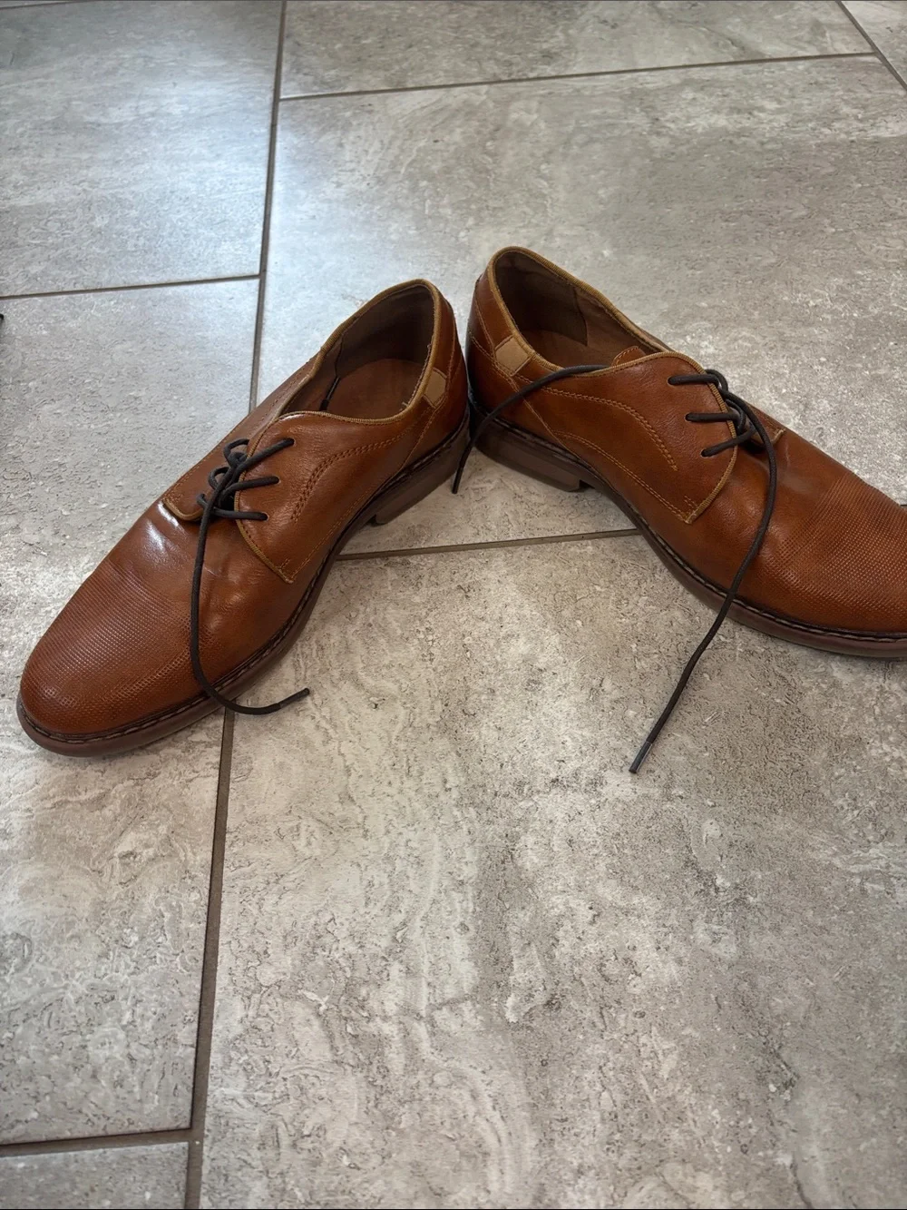 Brown oxford lace up style dress shoes